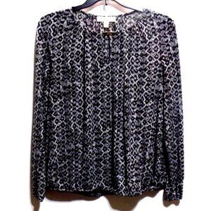 Michael Kors Women’s Black and White Top with Long Sleeves – Size: Large